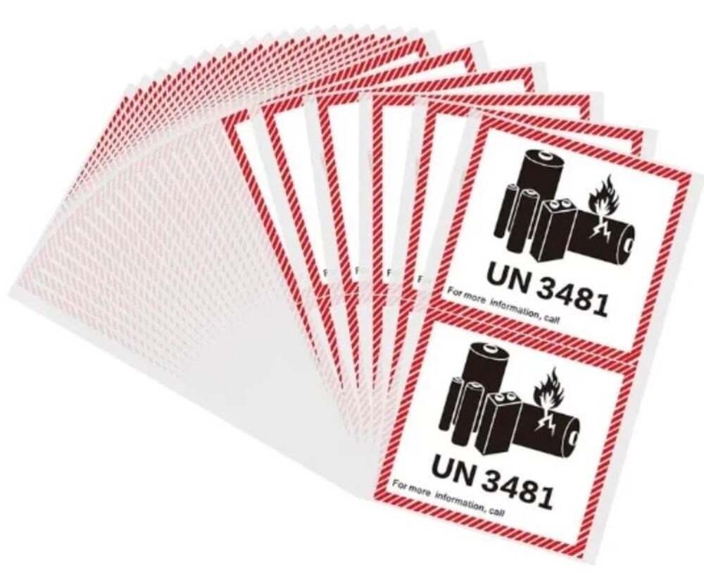 50Pcs UN3481 Lithium Ion Battery Transport Caution Warning Labels Stickers